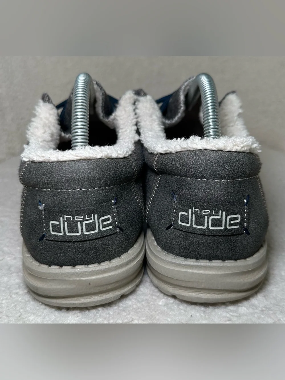 Hey Dude Wally Fleece Lined Grey Gray Brown Slip On Loafers Cozy Lightweight 9